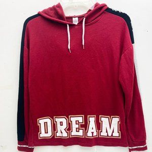 No Boundaries Womens Graphic Hoodie Sweatshirt DREAM Merlot Long Sleeve M 7-9